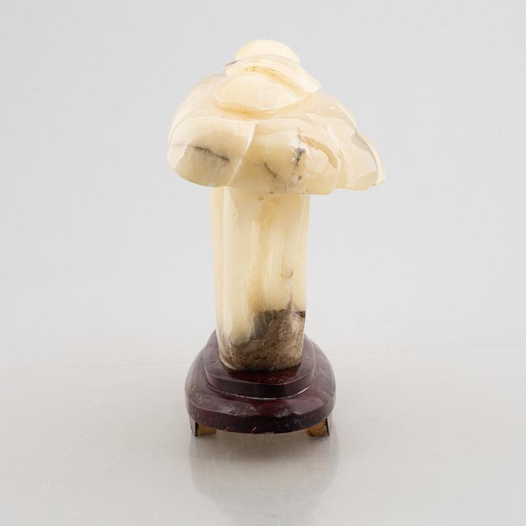 A white stone mushroom sculpture, China, 20th century.