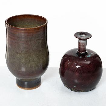 Carl-Harry Stålhane, two stoneware vases and a bowl, Designhuset, Lidköping.