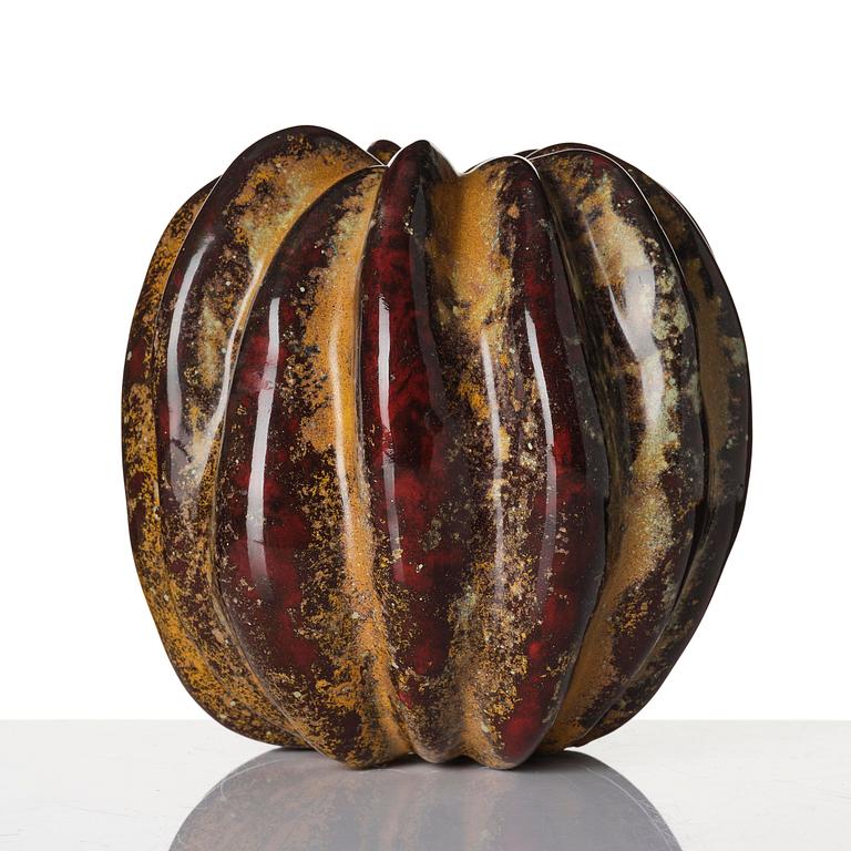 Hans Hedberg, a faience sculpture/vase of a pumpkin, Biot, France.