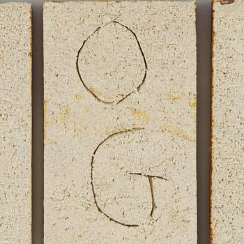 Roger Capron, a five-piece ceramic relief, signed.