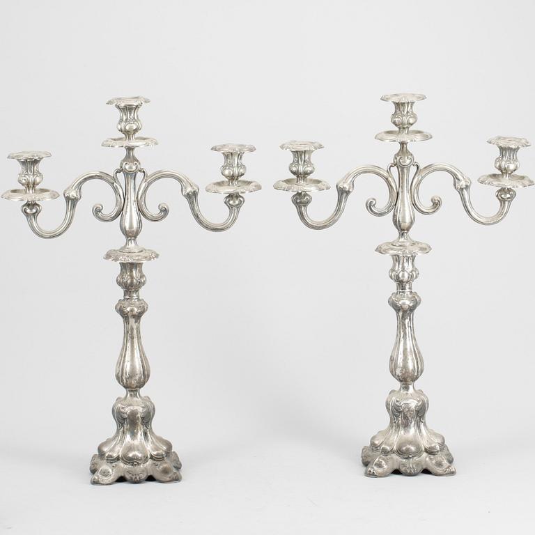 KANDELABRAR, ett par, silver, Tyskland, 1800/1900-tal.