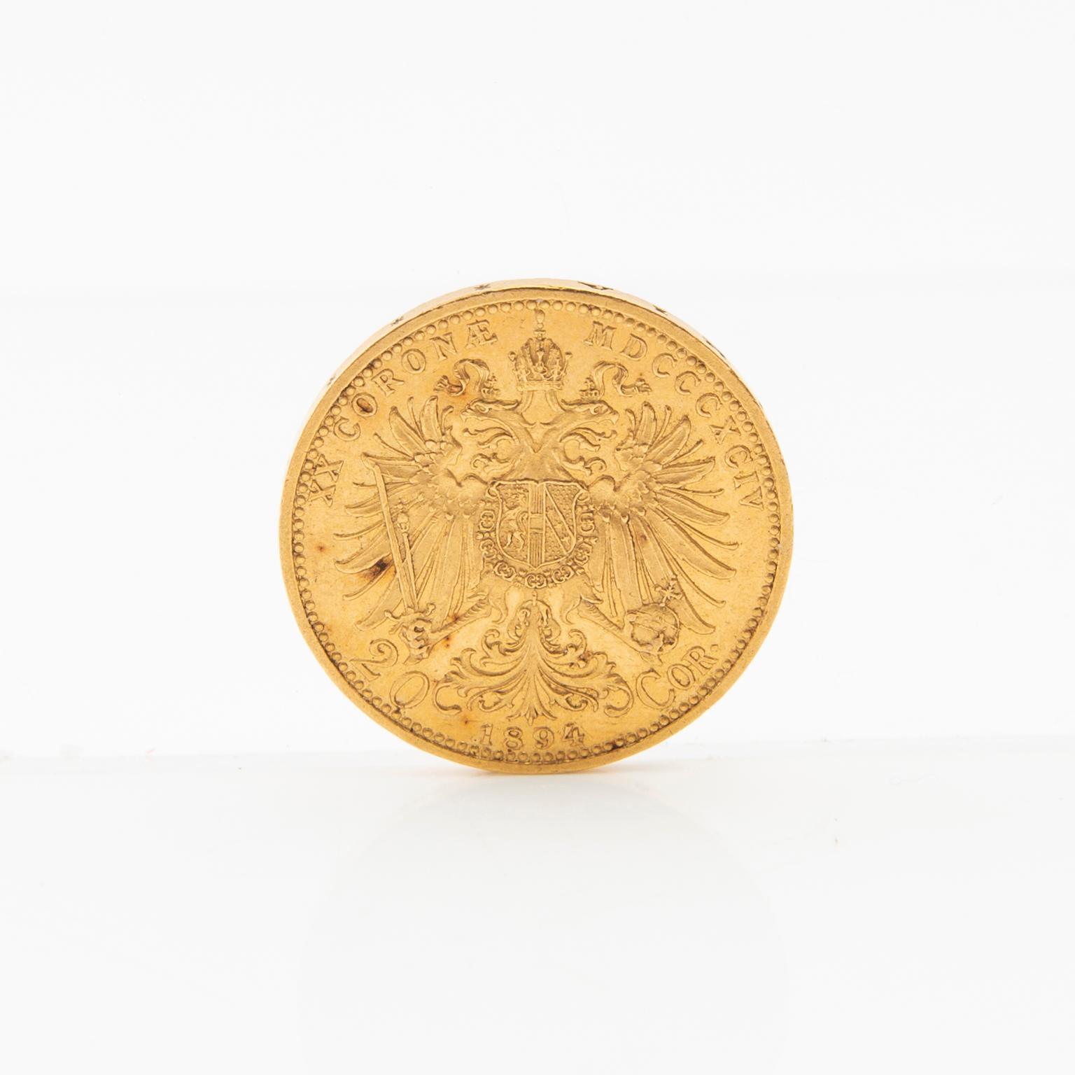 Gold coin 20 corona 1894 Austria-Hungary Franz Joseph I.