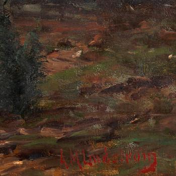 ARVID MAURITZ LINDSTRÖM. Olja på duk. Sign A M Lindström.