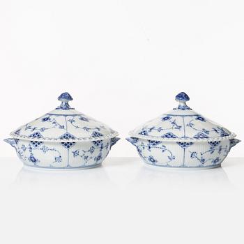 Royal Copenhagen, a pair of tureens with lids, 'Blue Fluted Full Lace', Denmark, 1979-83.