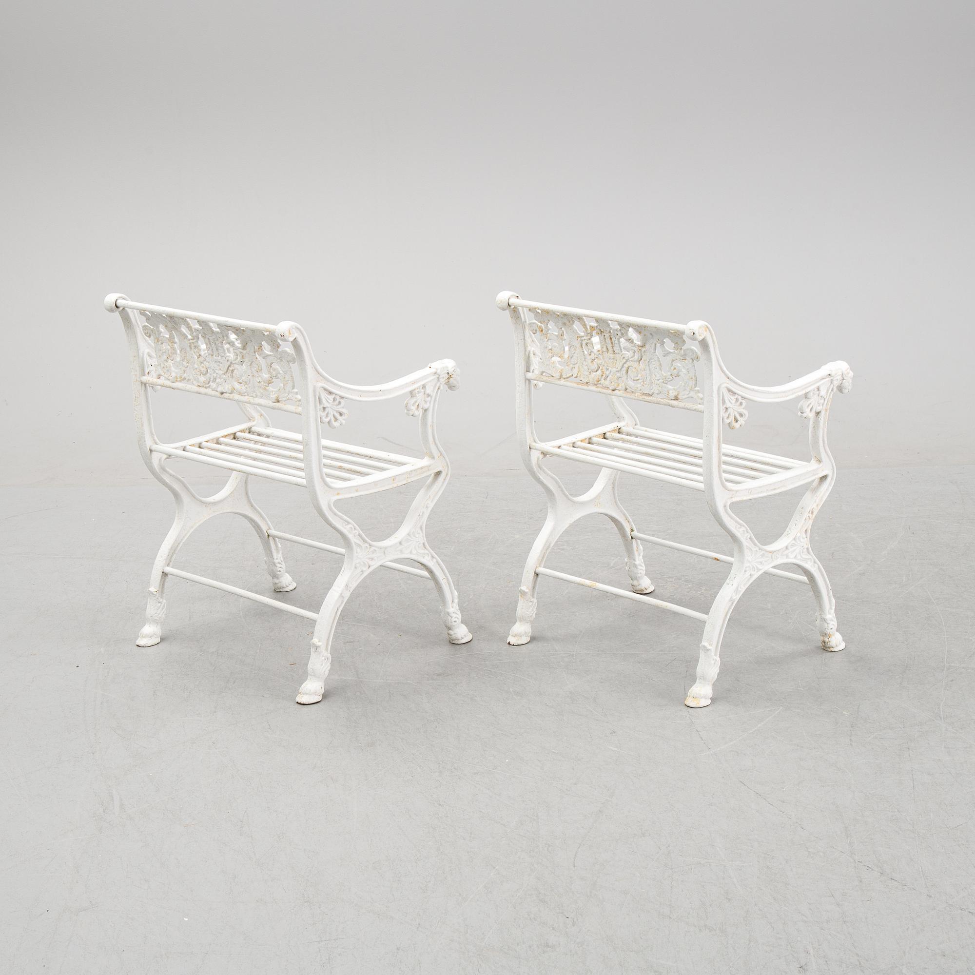 Parkstolar, gjutjärn, efter Karl Friedrich Schinkel, 1900-tal.