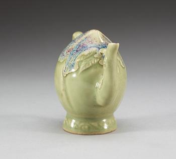 A celadon and chün glazed Cadogan water pot, late Qing dynasty.