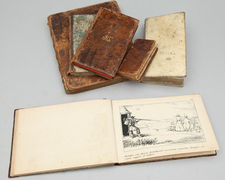 BOKPARTI VARIA, 6 vol, bla "Familien Tutings lustresa till Bomarsund", teckningar av Fritz von Dardel, troligen 1853-54.