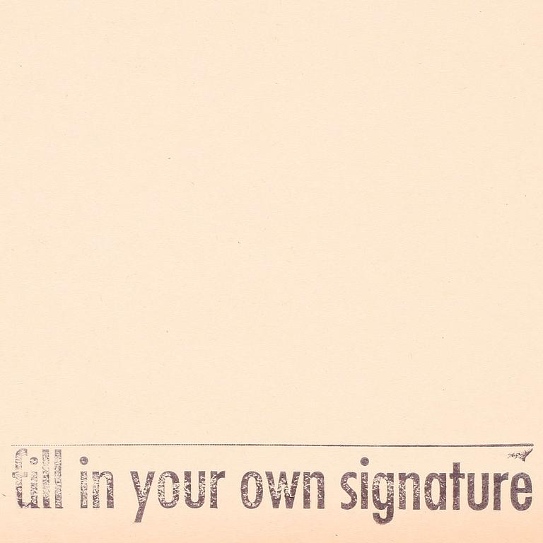 ANDY WARHOL, serigrafi, numrerad. 85/250, stämplad "Published by  Sunday B morning" och "Fill in your own signature".