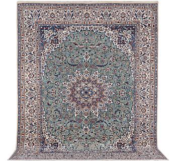 A carpet, Nain, part silk, 9 laa, c. 383 x 294 cm.