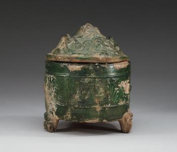 A green glazed incense burner and cover (Boshan Lu), eastern Han dynasty (206 BC – 220 AD).