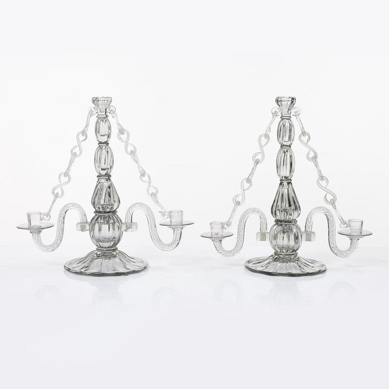 Elis Bergh, a pair of candelabra, Strömbergshyttan, 1940s.