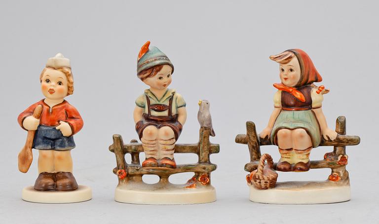 FIGURINER, 3 st, porslin, Hummel, Goebel, bl a dat 1938.