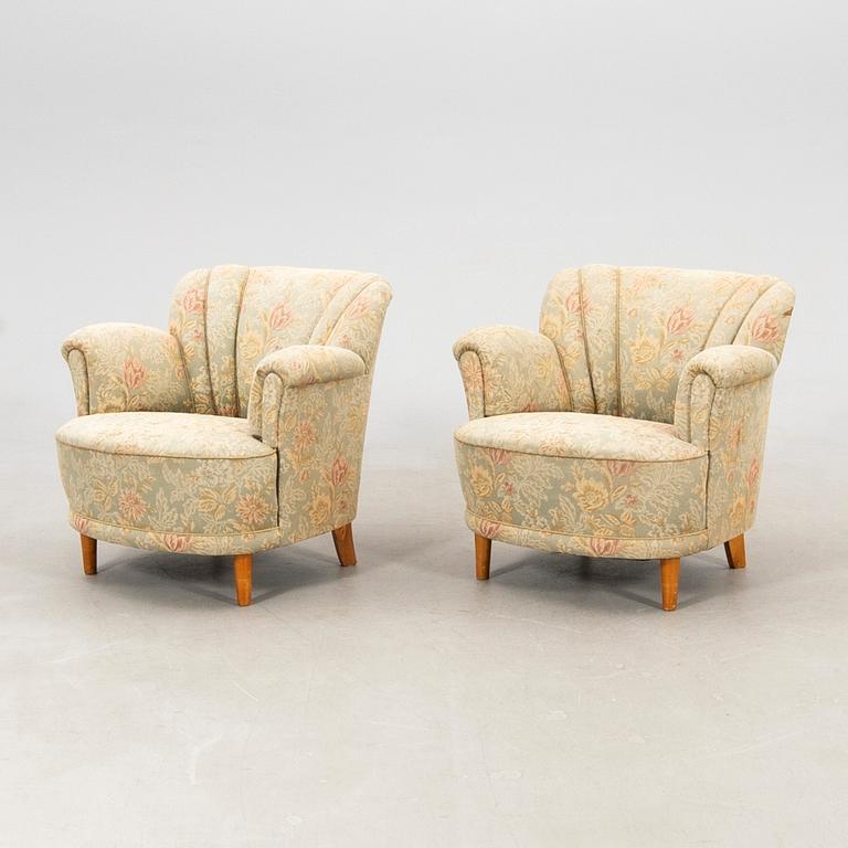 Armchairs, a pair from the 1940s.