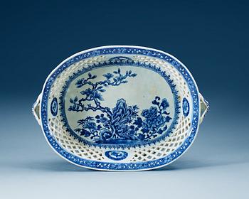 1591. A blue and white chestnut basket, Qing dynasty, Qianlong (1736-95).