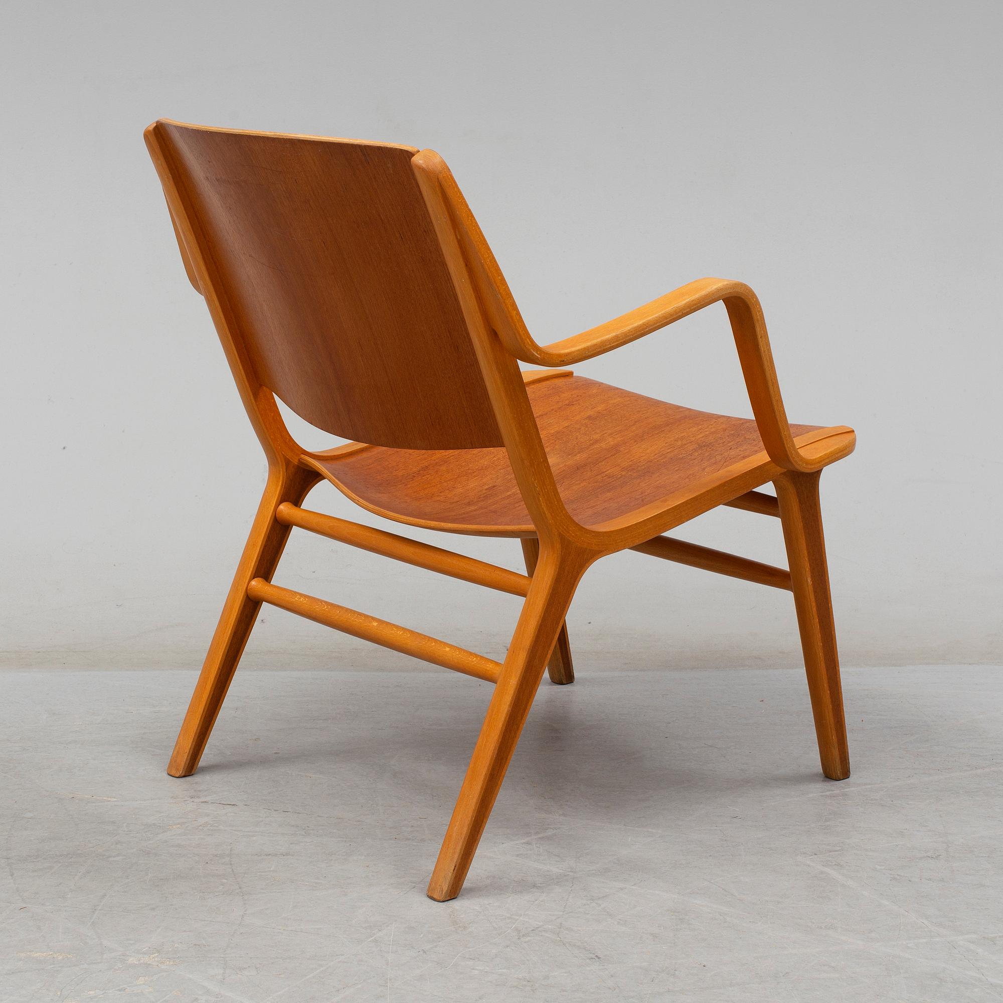 PETER HVIDT & ORLA MØLGAARD NIELSEN, a teak and beech 'Ax-chair', designed 1947, Fritz Hansen.