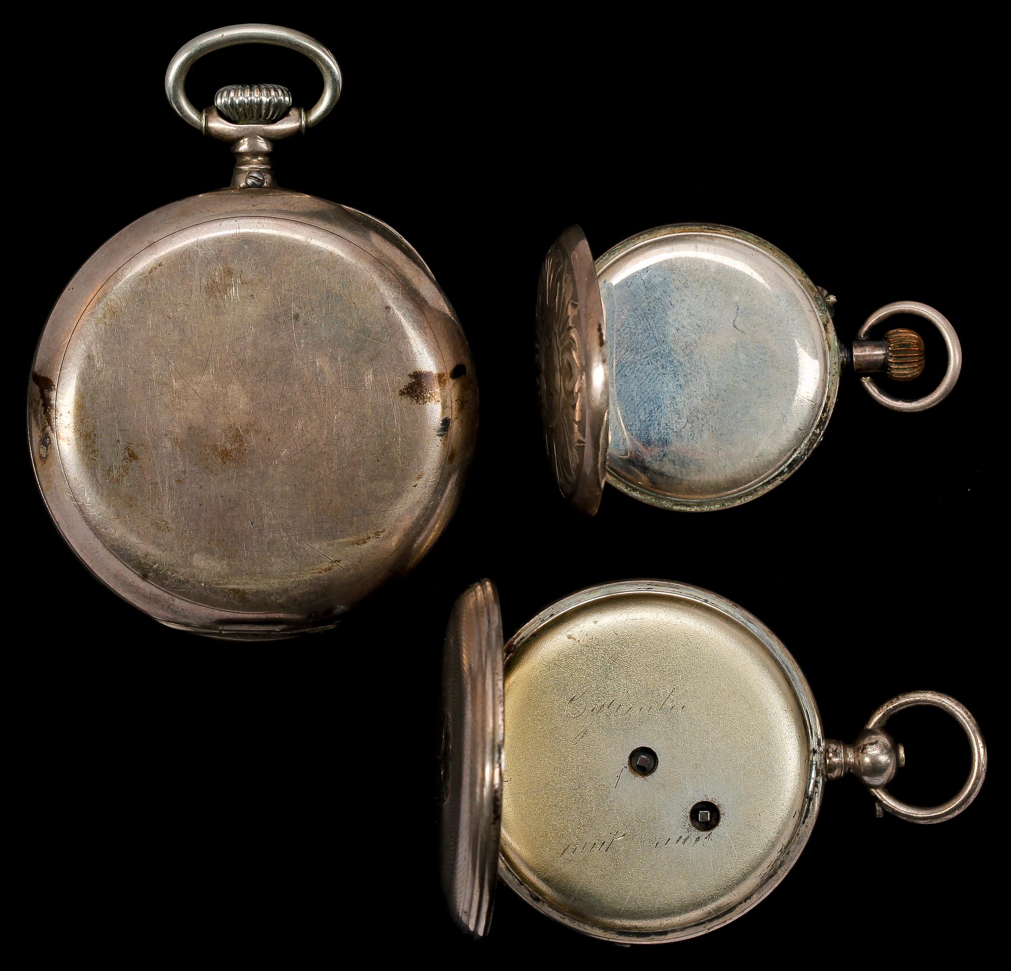 PARTI FICKUR, 4 st, silver, bla DD Neveren, London. Tidigt 1800-tal till tidigt 1900-tal.