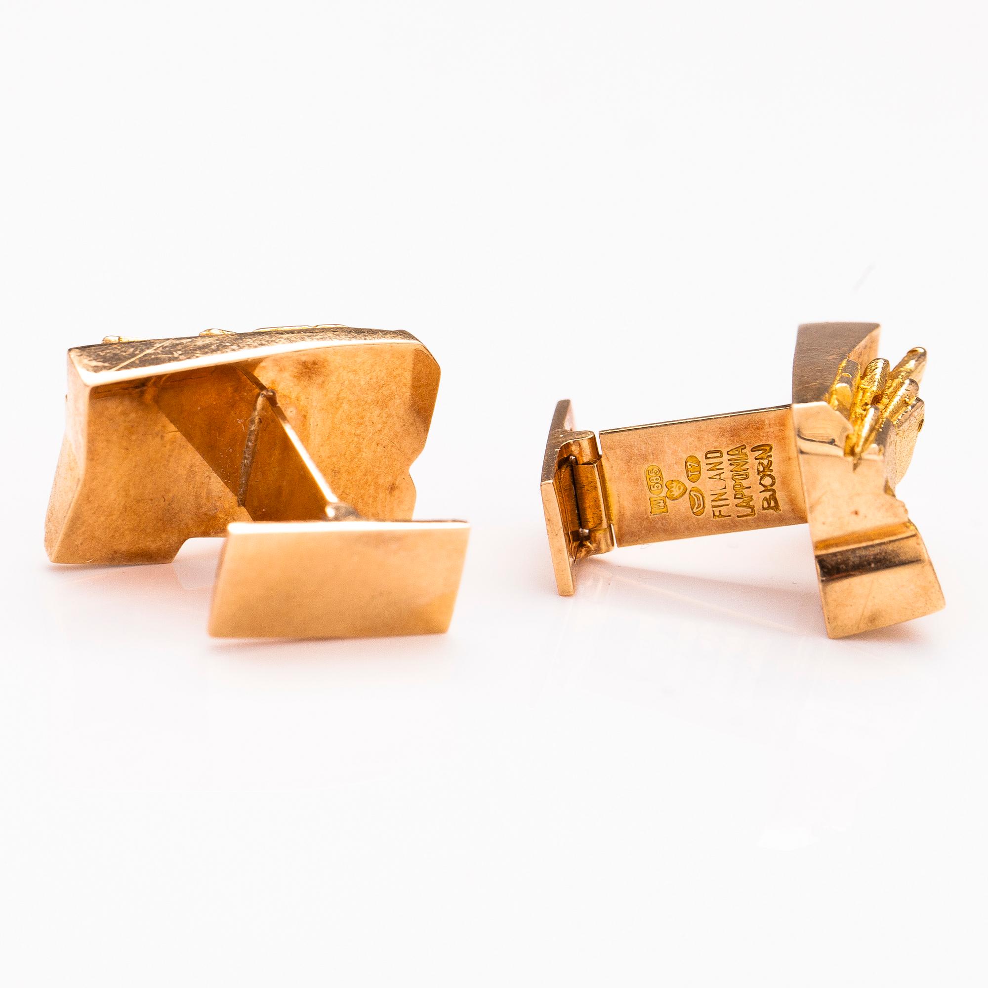 BJÖRN WECKSTRÖM, MANSCHETTKNAPPAR, 14K guld. Lapponia 1972.