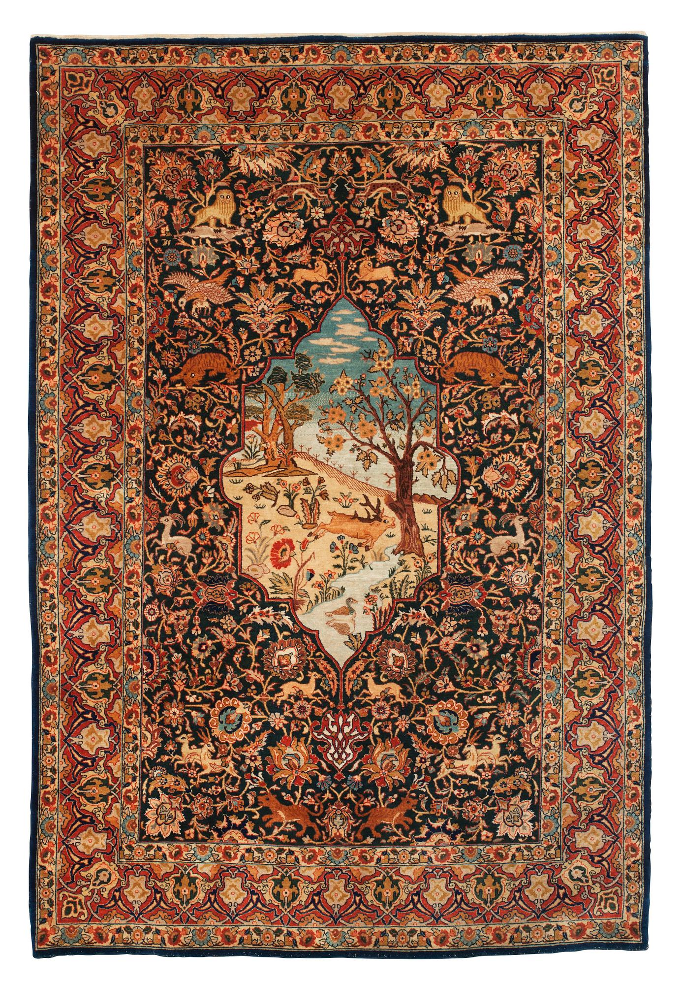 SEMI-ANTIQUE TABRIZ FIGURAL. 216,5 x 145 cm.