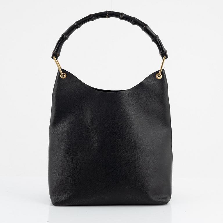 Gucci, a black leather 'Bamboo' bag.