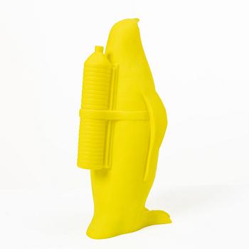 William Sweetlove, "Small cloned penguin with water bottle".