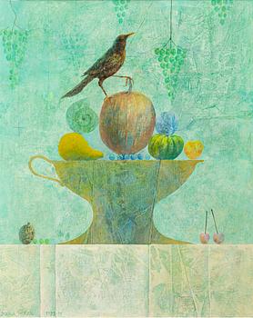 Dorina Mocan, Still life with fruits and bird.