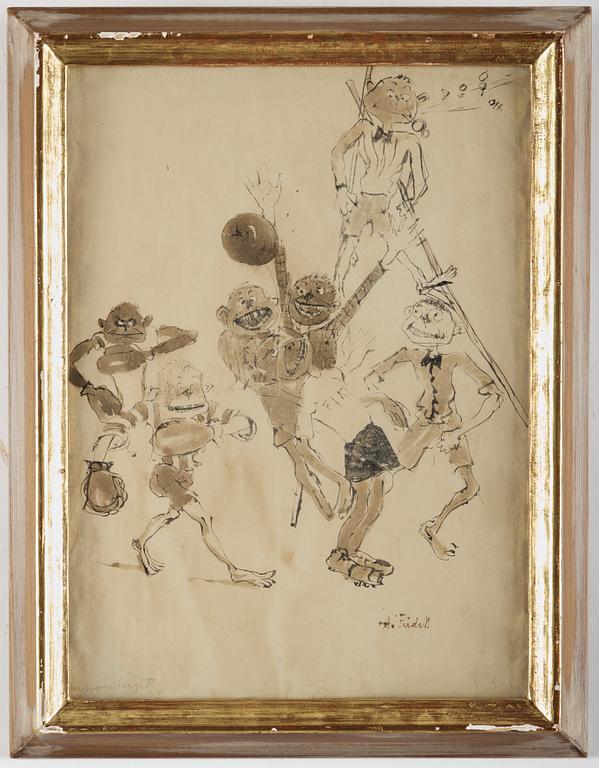 Axel Fridell, indian ink with wash, signed.