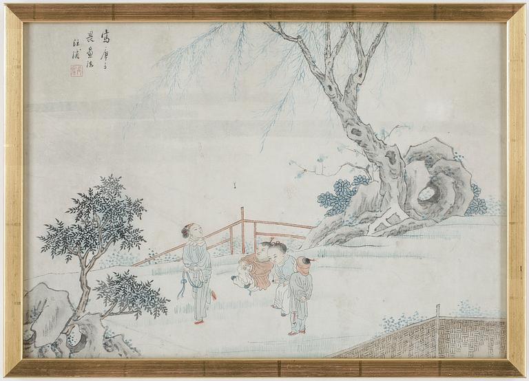 AKVARELL, på papper, Kina omkring 1900.