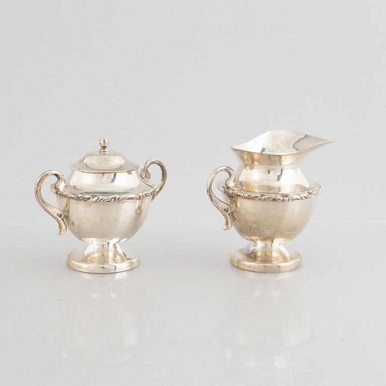 Juveto Lopex Reyes, a sterling silver sugar bowl, creamer and tray, Mexico City, Mexico, mid20th century.
