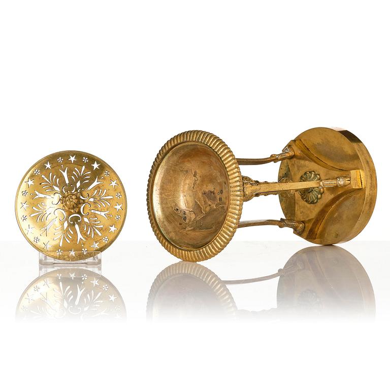 A French Empire ormolu brûle-parfum, early 19th century.