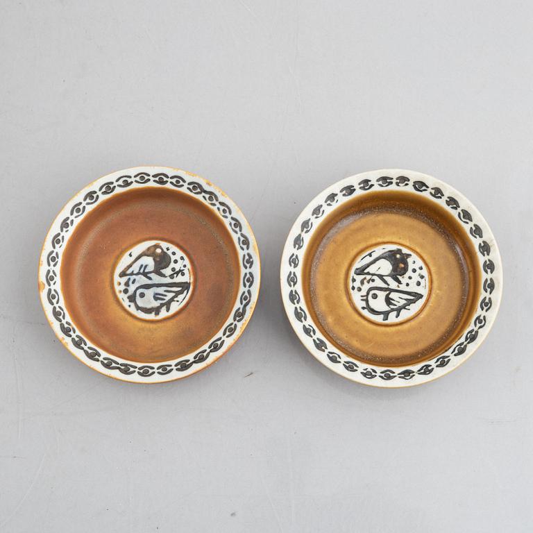 Lisa Larson, vaser, 4 st, skålar, 2 st och fat, 2 st, stengods "Thalia", Gustavsberg.