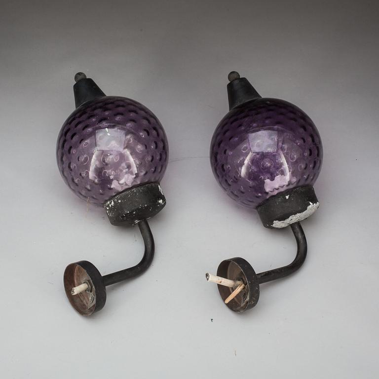 YTTERBELYSNING, ett par, glas och metall. 1900-tal.
