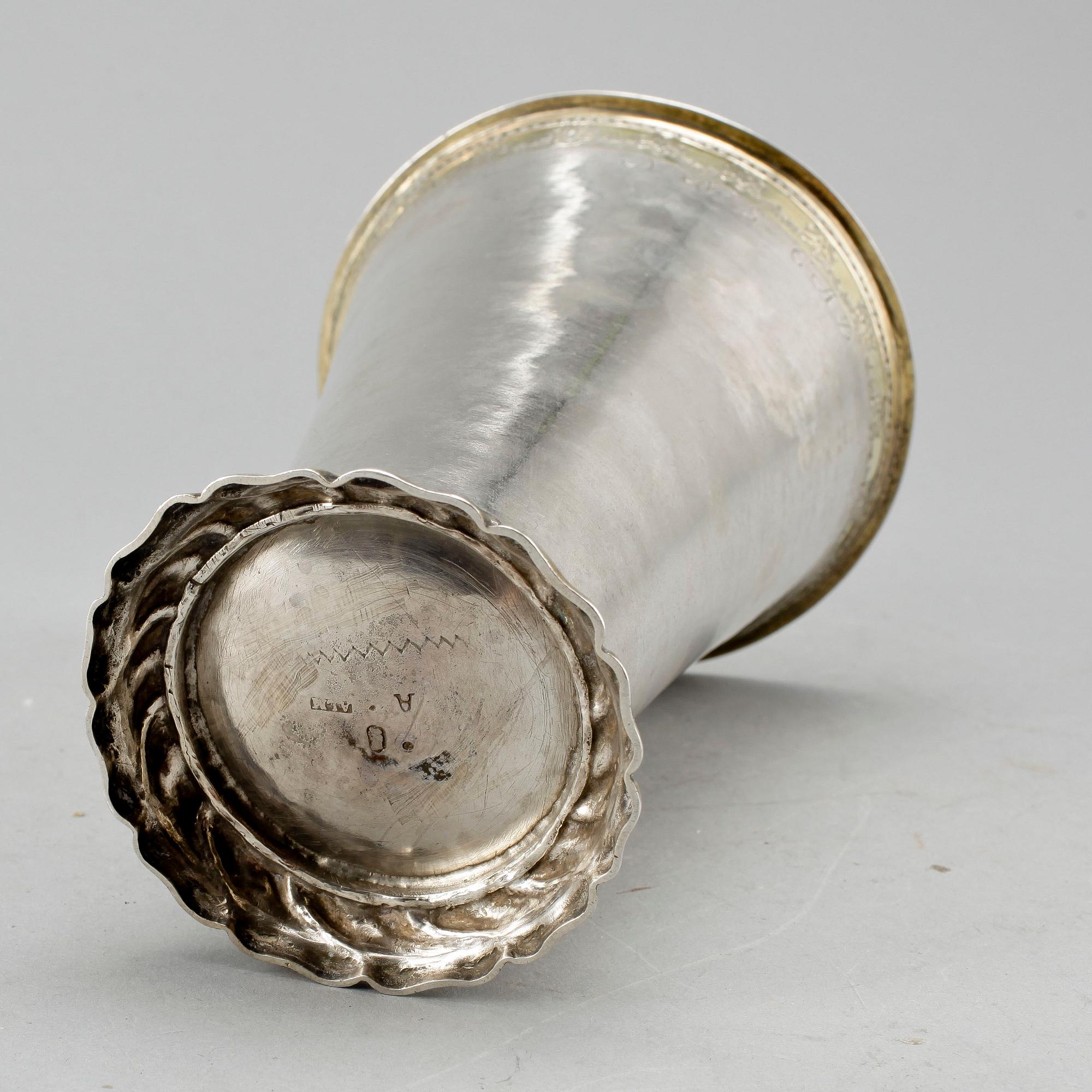 BÄGARE, silver, Anders Lundman Stockholm, verksam 1745-1763, vikt ca 377g.