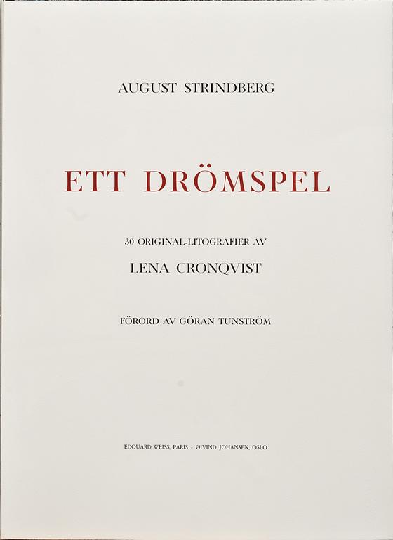 LENA CRONQVIST, "August Strindberg, Ett Drömspel".Mapp m 30 litografier, signerad o numrerade 155/170.