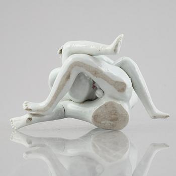 Two Chinese erotic porcelain figures, first part of the 20th century.