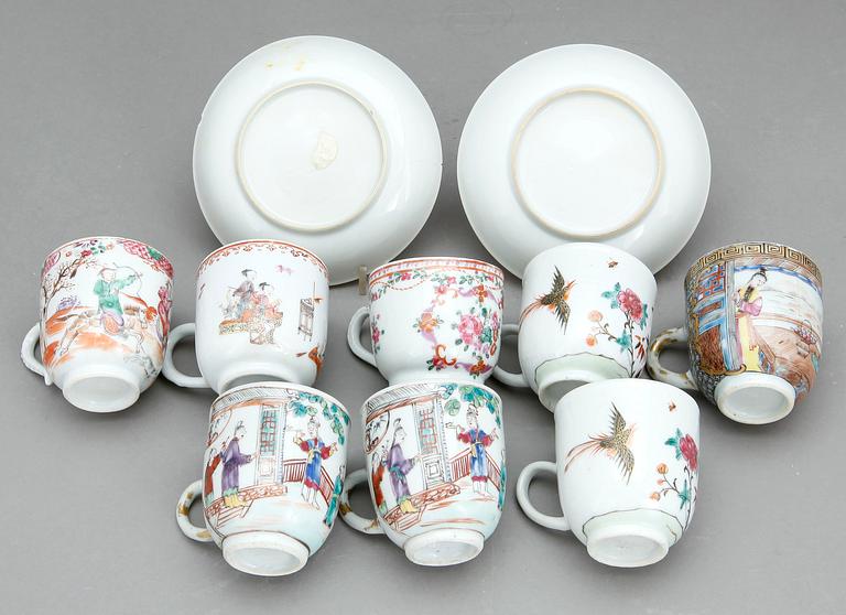 KOPPAR, 8 st, porslin, Qianlong, Kina 1700-tal.