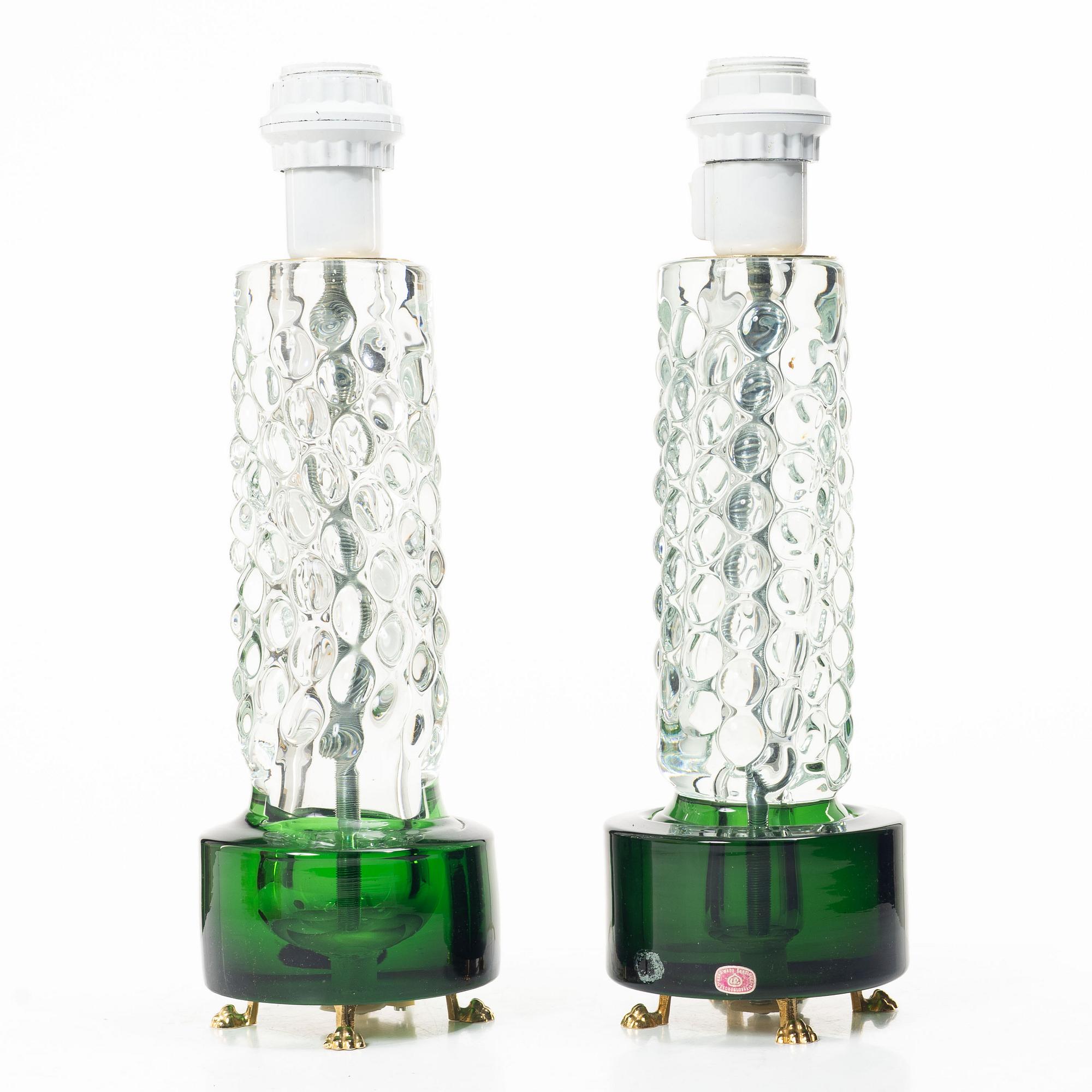 A pair of table lamps, Bohemia, Czechoslovakia, second half of the 20th century.