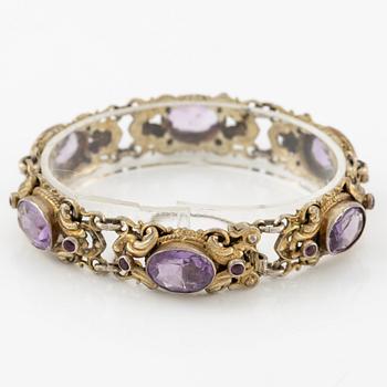 Armband förgyllt silver med ametister, Ungersk stämpel.