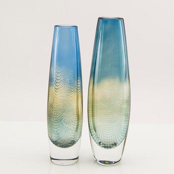 Sven Palmqvist, vases 2 pcs. "Kraka" Orrefors signed and numbered.