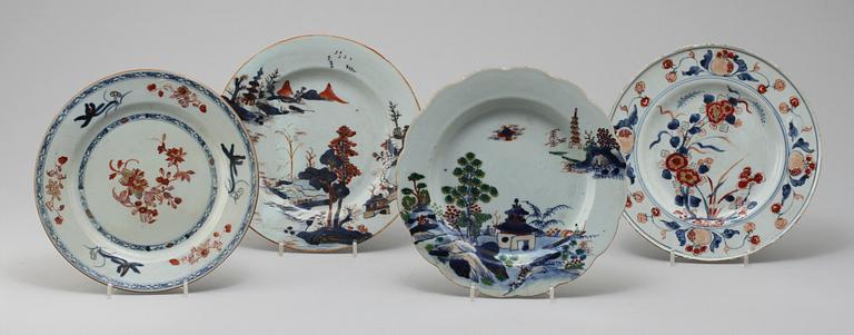 TALLRIKAR, 4 st, porslin, Kina, 1700-tal.