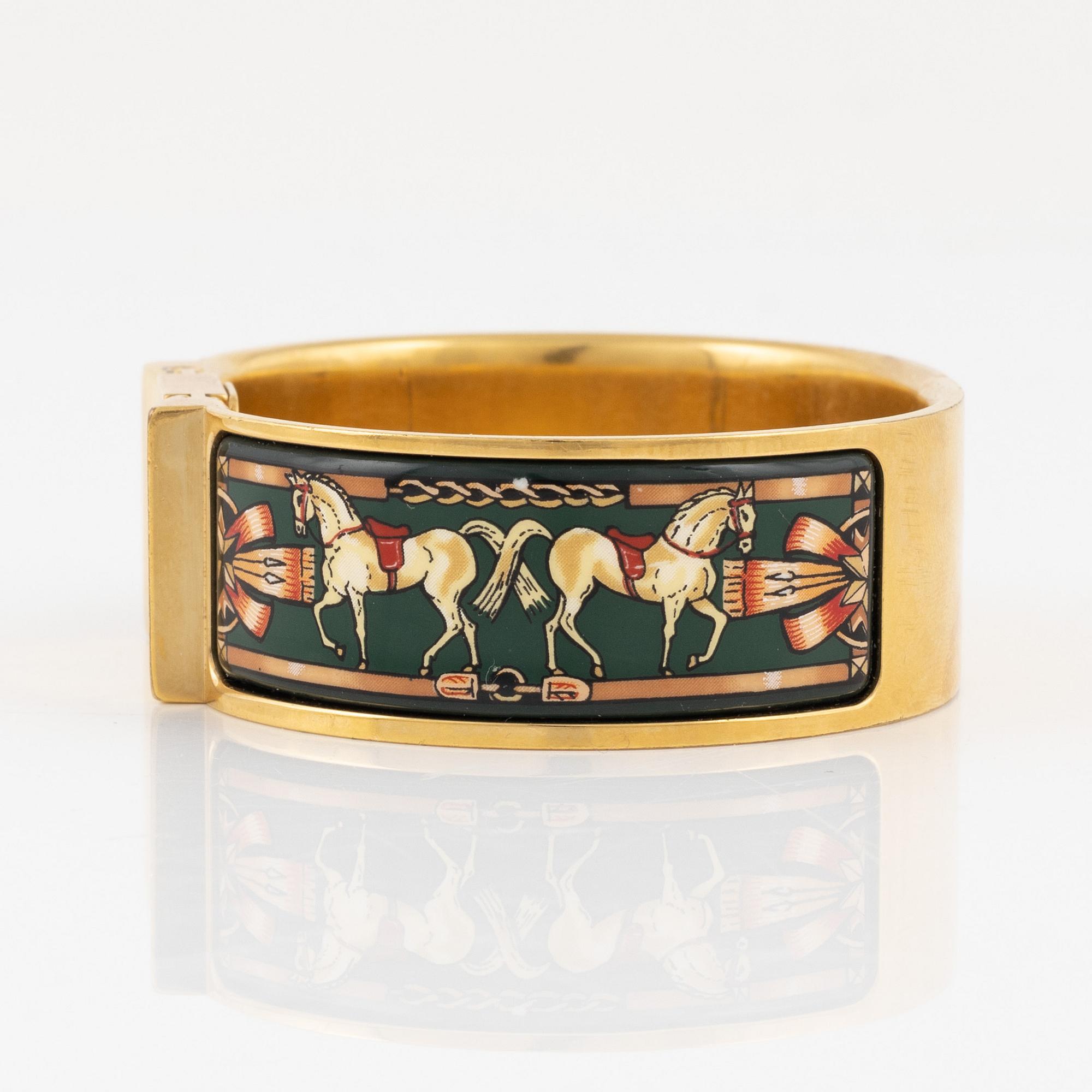 Hermès, A enamel and gold hardware 'Loquet watch'.