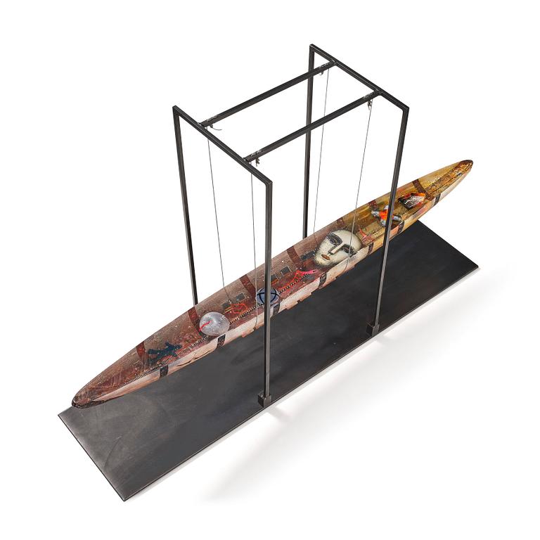 Bertil Vallien, "Voyage", skulptur, stor båt, Kosta Boda, unik.