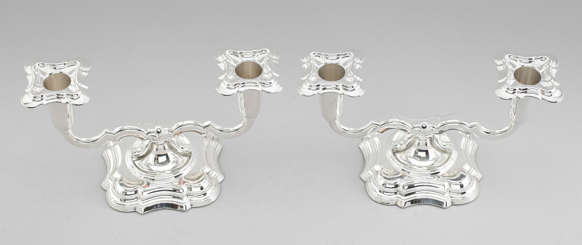 KANDELABRAR, 1 par, silver, Norge, 1900-talets mitt.