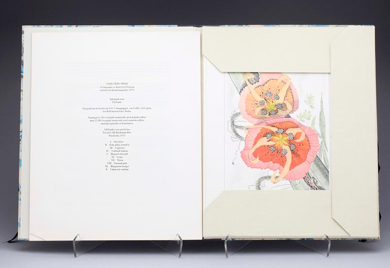 KARL AXEL PEHRSON, mapp med 10 färglitografier, "Vyer från Nirak", sign o numr 37/285. 1973.