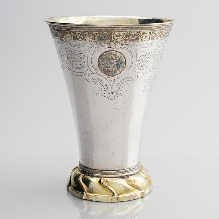 Simson Ryberg, bägare, delvis förgyllt silver, Stockholm 1779. Gustaviansk.