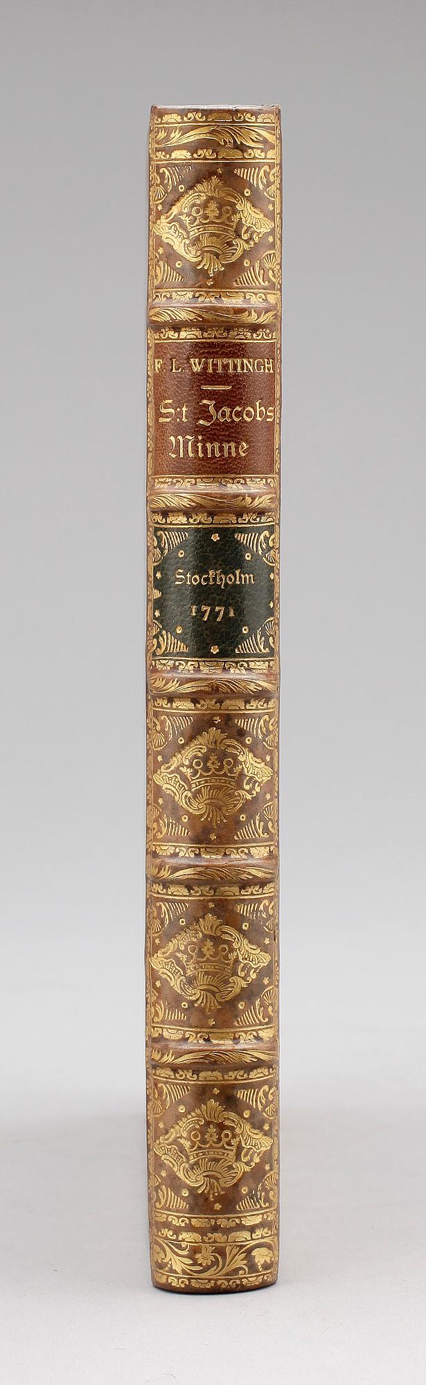 BOK, "St Jacobs Minne eller historisk Berättelse om St Jacobs och Johannis församling" av Fred Wittingh, Stockholm 1771.