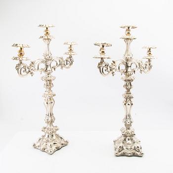 Candelabras, a pair in Neorococo style, nickel silver, circa 1900.