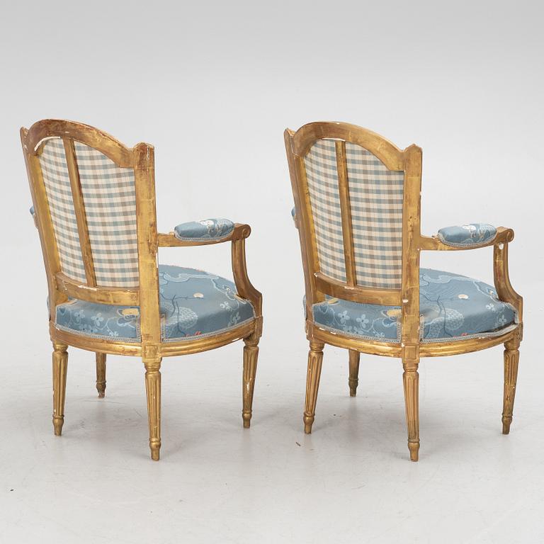 A pair of Louis XVI armchairs by Noël-Toussaint Porrot, Paris, (master 1761) second part of the 18th century.