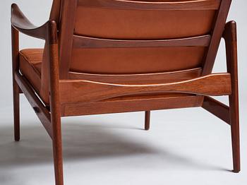 Ib Kofod-Larsen, a "Örenäs" easy chair with ottoman, Olof Perssons Fåtöljindustri (OPE), Sweden, 1960's.