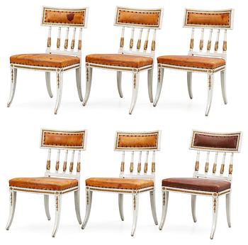 539. Six late Gustavian circa 1800 chairs.