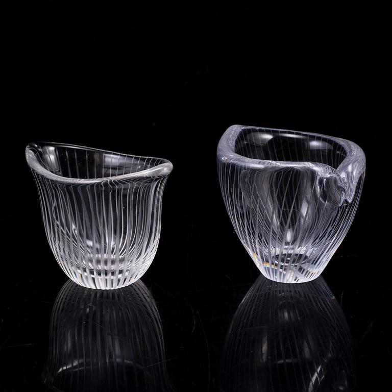 TAPIO WIRKKALA, three glass vases from Iittala, Finland.